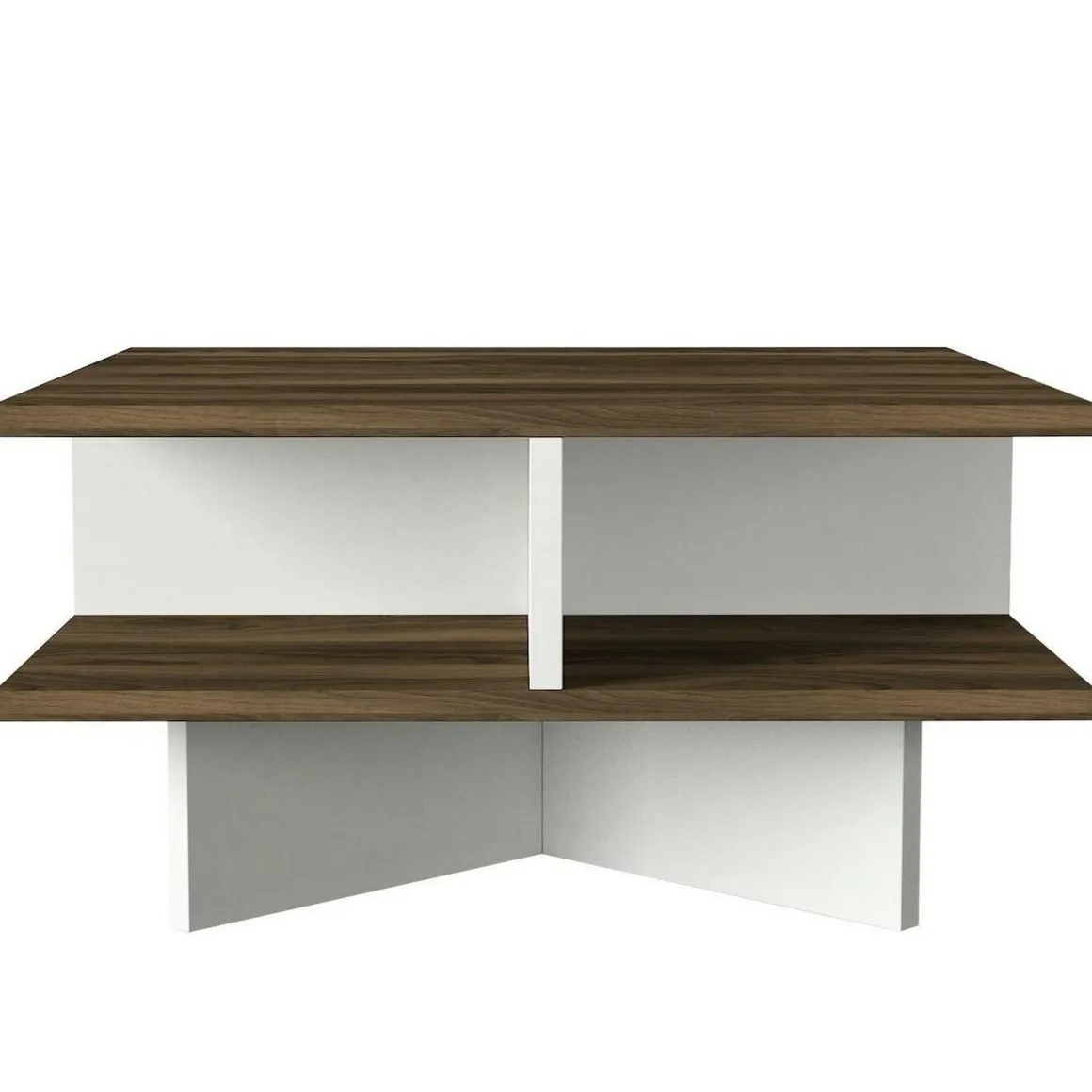 Tavolino salotto quadrato noce e bianco 60x60x31h cm - Sovrani