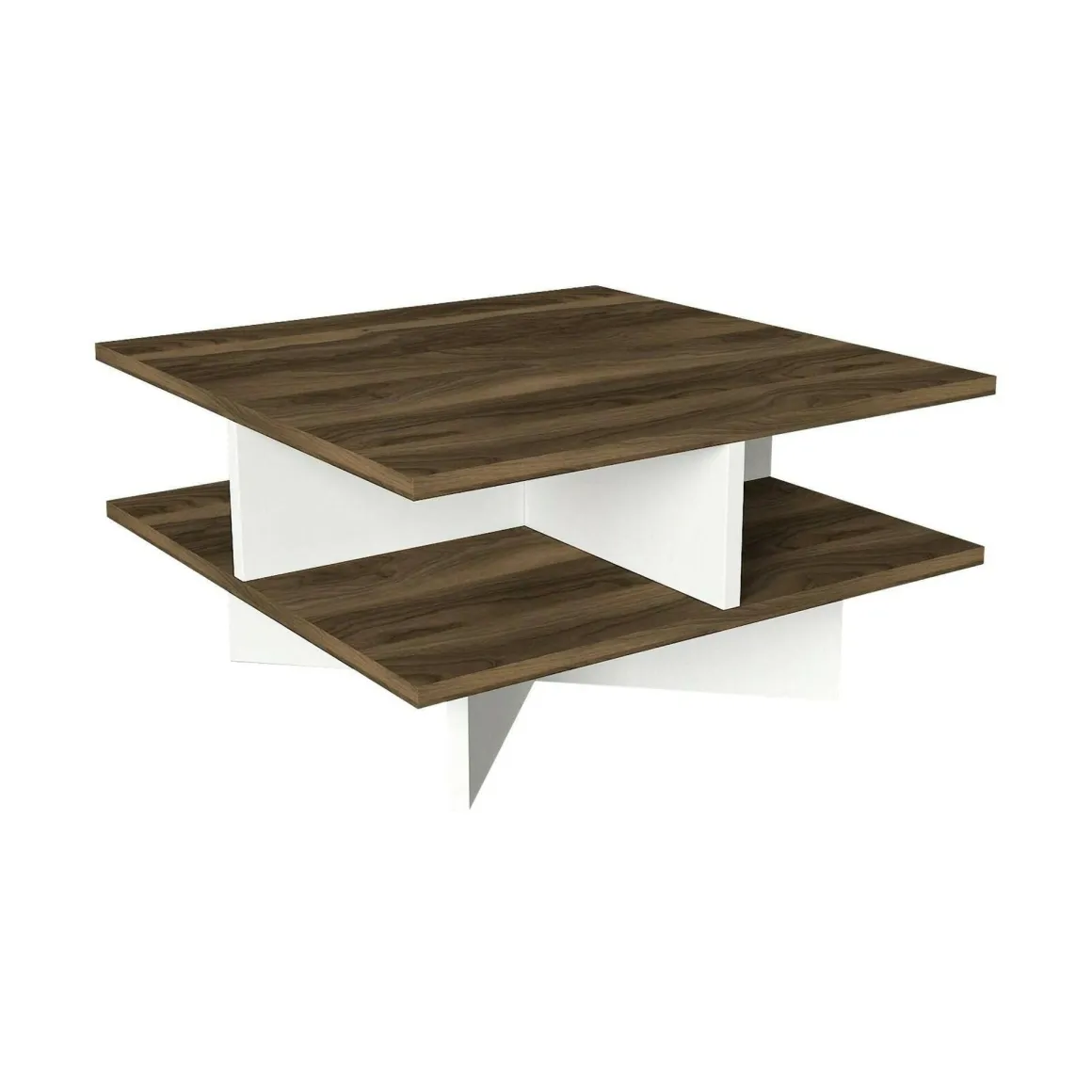 Tavolino salotto quadrato noce e bianco 60x60x31h cm - Sovrani