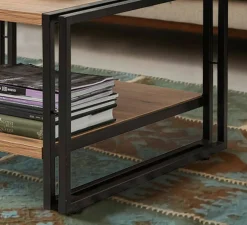 Tavolino salotto quadrato quercia e nero 70x70x40h cm con ante reversibili - Gioacchina