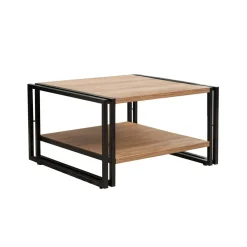 Tavolino salotto quadrato quercia e nero 70x70x40h cm con ante reversibili - Gioacchina