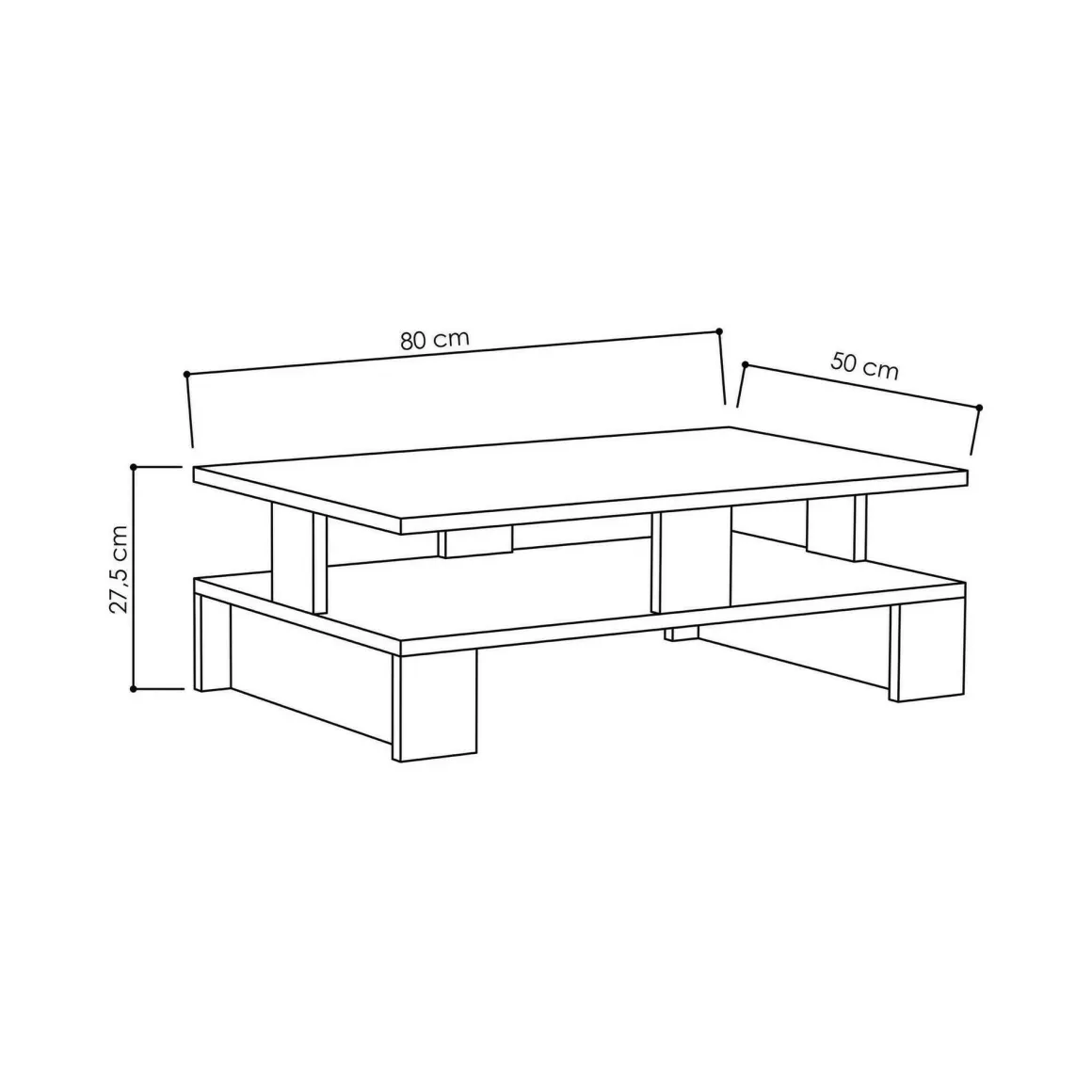 Tavolino salotto rettangolare antracite 80x50x27h cm - Telescopio