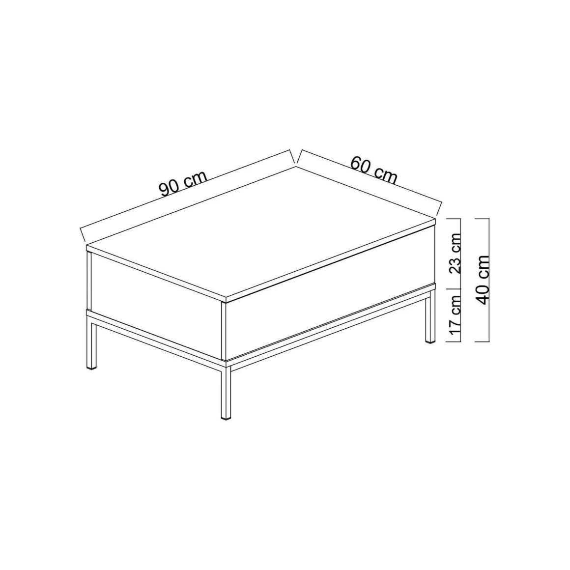 Tavolino salotto rettangolare antracite e nero 90x60x40h cm - Vespero