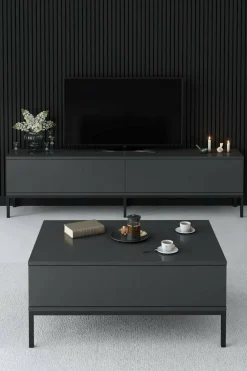 Tavolino salotto rettangolare antracite e nero 90x60x40h cm - Vespero