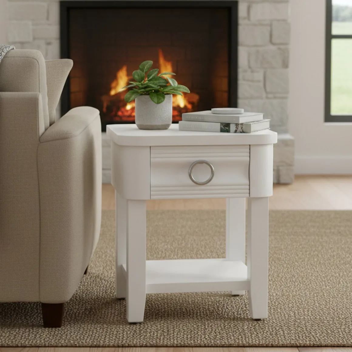 Tavolini Da Salotto|Salotto > Dmora Tavolino salotto rettangolare 55x55x41h cm - Chanthu Bianco