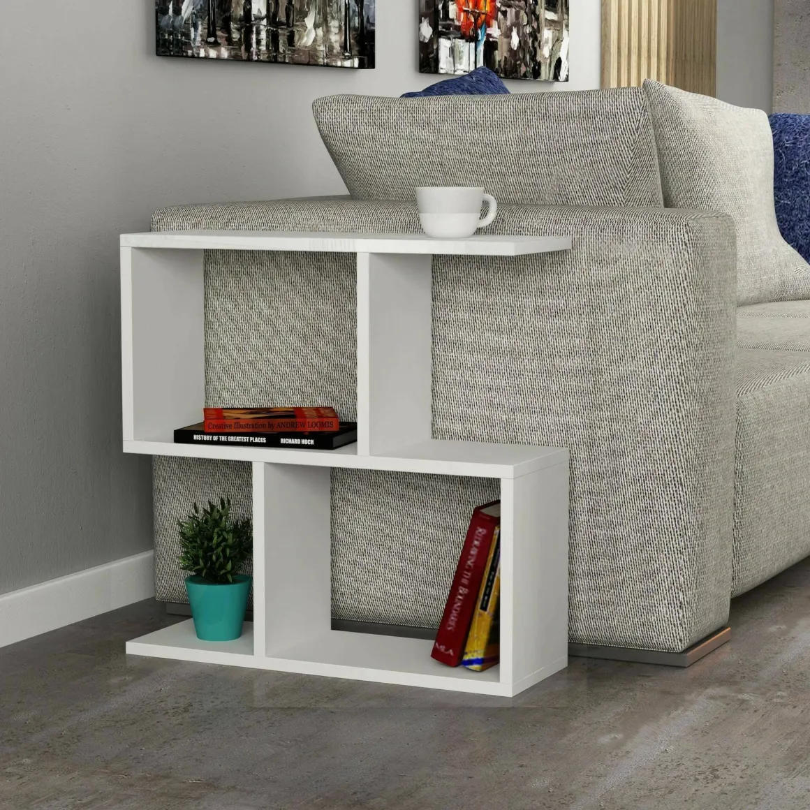 Tavolino salotto rettangolare bianco 60x20x60h cm - Fabrizia