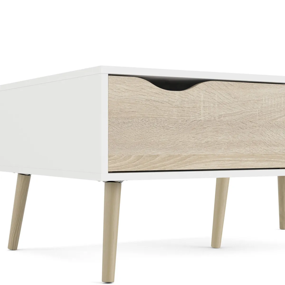 Tavolini Da Salotto > Dmora Tavolino salotto rettangolare bianco e quercia 98x60x43h cm con 1 cassetto - Sfene Marrone, Bianco Quercia