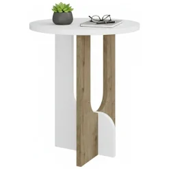 Tavolino salotto rettangolare bianco e rovere 40x40x47h cm - Bret