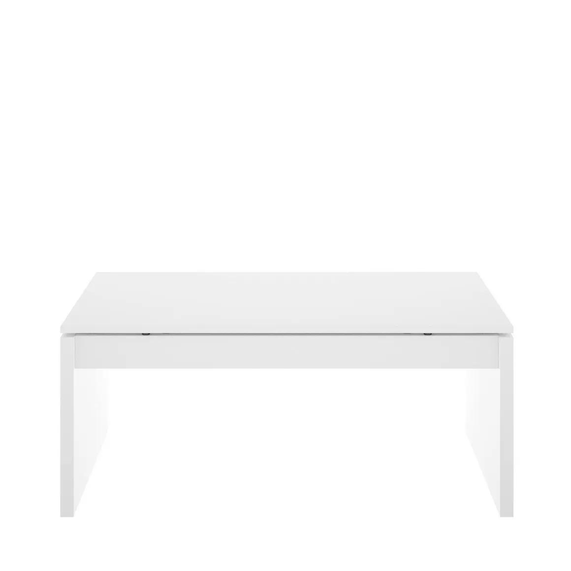 Tavolini Da Salotto|Salotto > Dmora Tavolino salotto rettangolare bianco lucido e acero 110x60x40h cm - Ashar Marrone Acero, Bianco Lucido