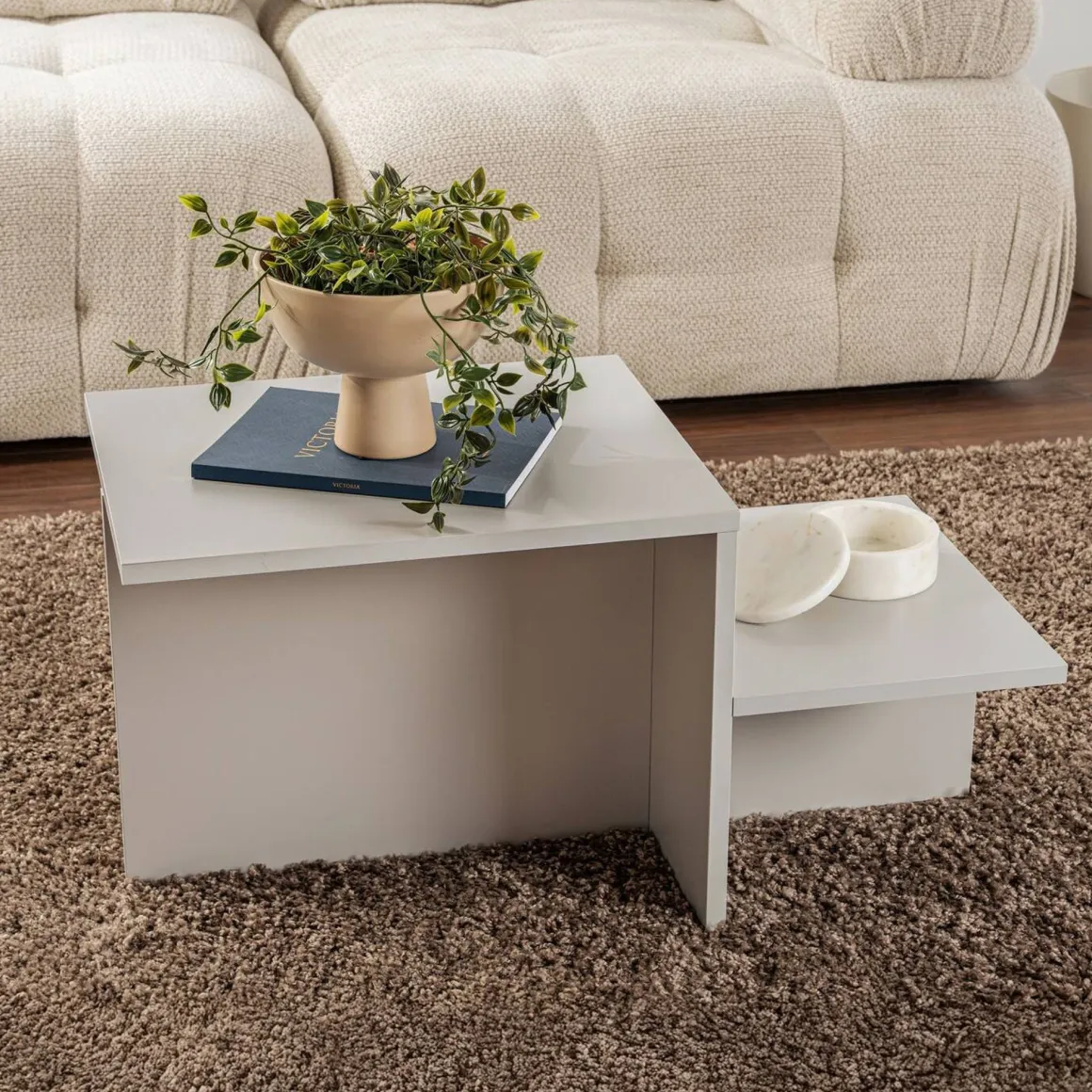 Salotto > Dmora Tavolino salotto rettangolare 100x43x50h cm - Almo Grigio Cenere