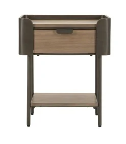 Tavolino salotto rettangolare grigio e marrone 50x41x60h cm con 1 cassetto - Muse