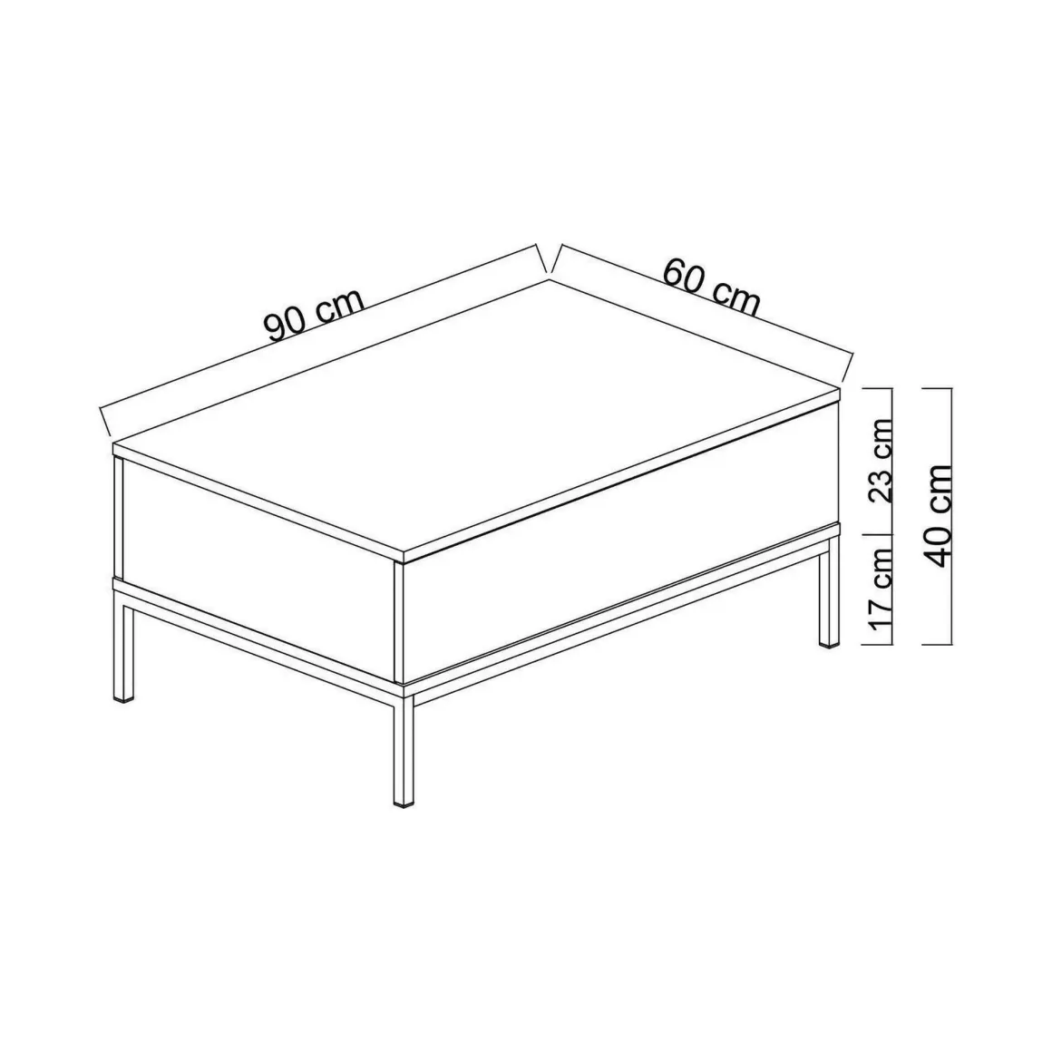 Tavolini Da Salotto > Dmora Tavolino salotto rettangolare nero e noce 101x48x50h cm con 1 cassetto - Maximilien Marrone, Nero Noce