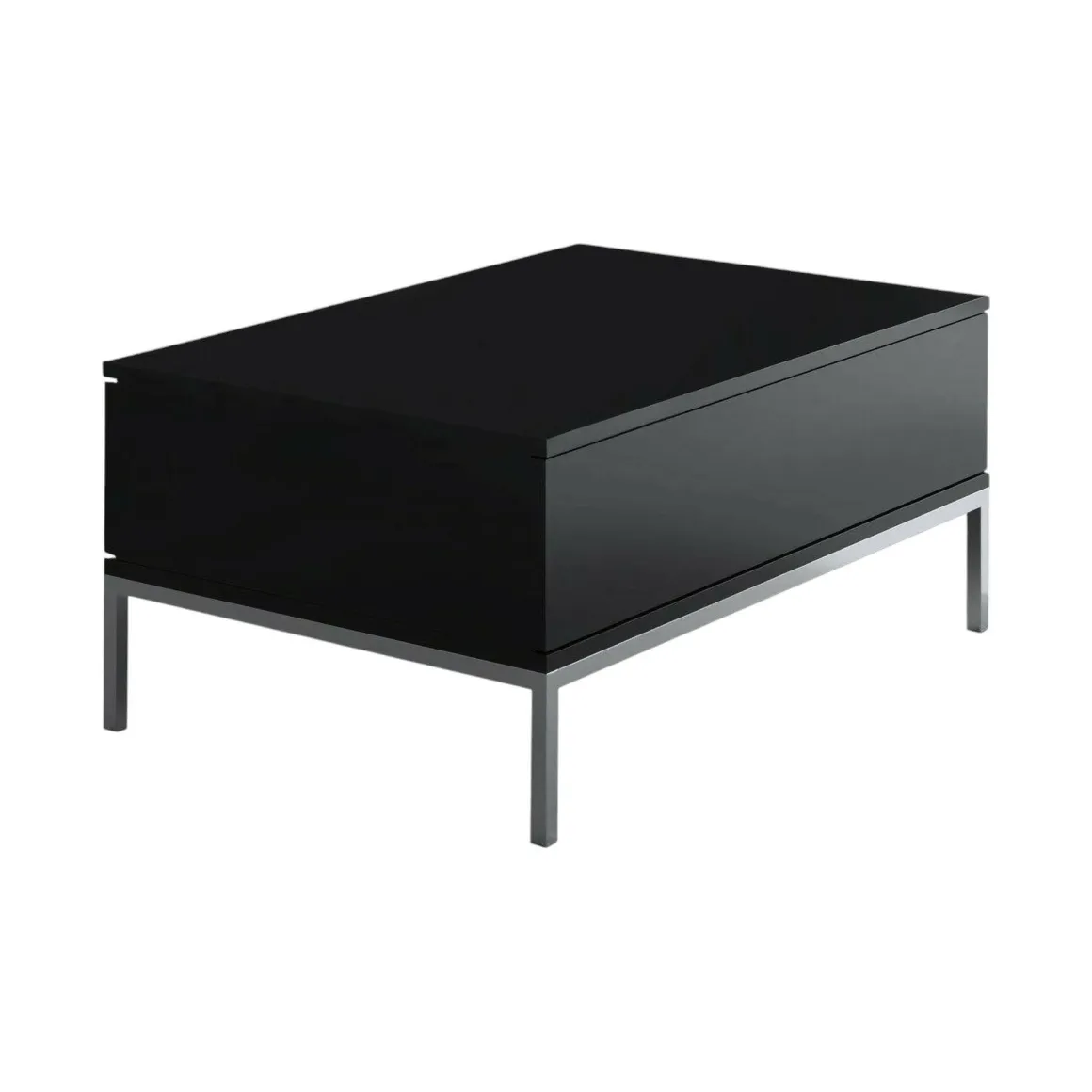 Tavolini Da Salotto > Dmora Tavolino salotto rettangolare nero e noce 101x48x50h cm con 1 cassetto - Maximilien Marrone, Nero Noce