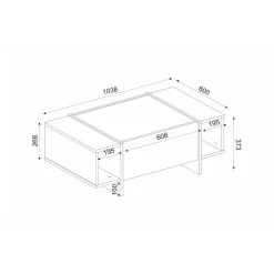 Tavolino salotto rettangolare nero e oro 103x60x37h cm - Salvador