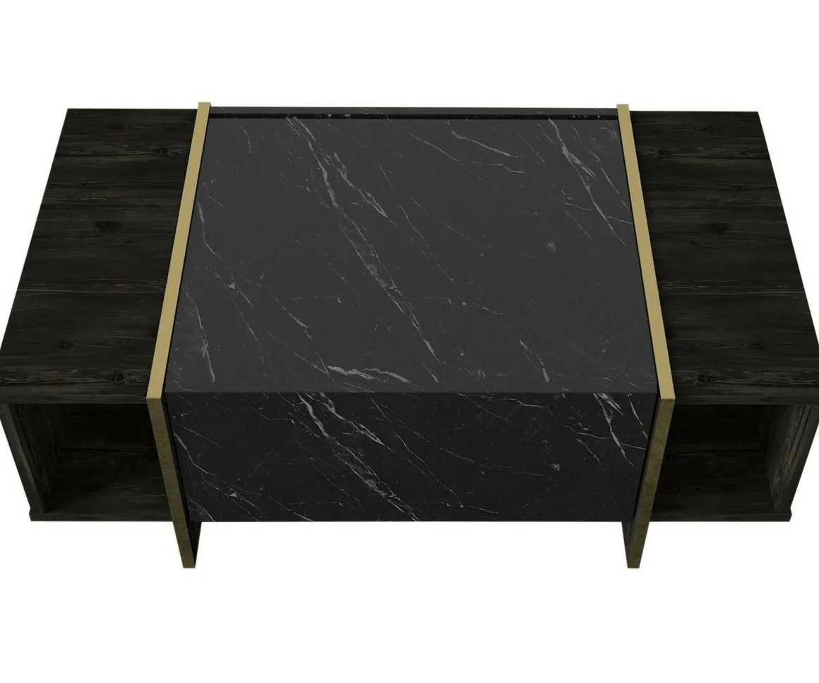 Tavolino salotto rettangolare nero e oro 103x60x37h cm - Salvador