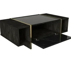 Tavolino salotto rettangolare nero e oro 103x60x37h cm - Salvador
