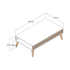 Tavolino salotto rettangolare noce e antracite 105x60x34h cm - Atrani