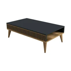 Tavolino salotto rettangolare noce e antracite 105x60x34h cm - Atrani