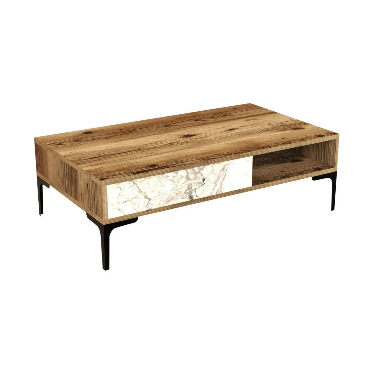 Tavolini Da Salotto|Salotto > Dmora Tavolino salotto rettangolare noce e bianco 105x60x32h cm - Gru Bianco, Marrone Noce