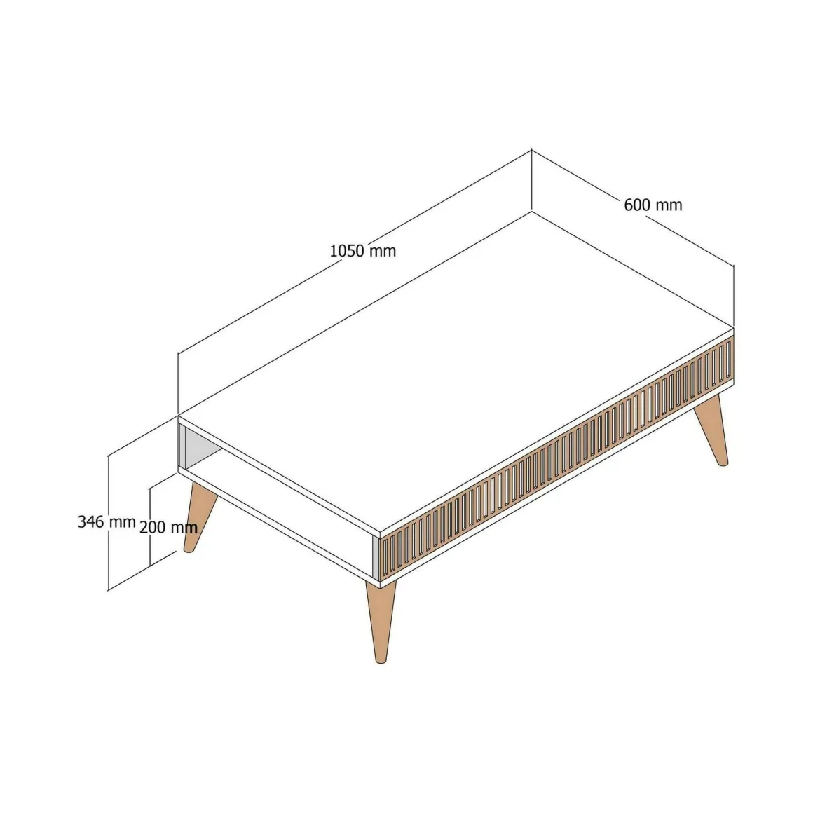 Tavolini Da Salotto|Salotto > Dmora Tavolino salotto rettangolare noce e bianco 105x60x38h cm - Triaria Bianco, Marrone Noce