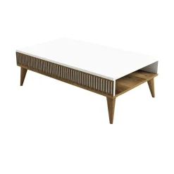 Tavolini Da Salotto|Salotto > Dmora Tavolino salotto rettangolare noce e bianco 105x60x38h cm - Triaria Bianco, Marrone Noce