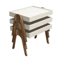 Tavolino salotto rettangolare noce e crema 53x40x64h cm - Strembo