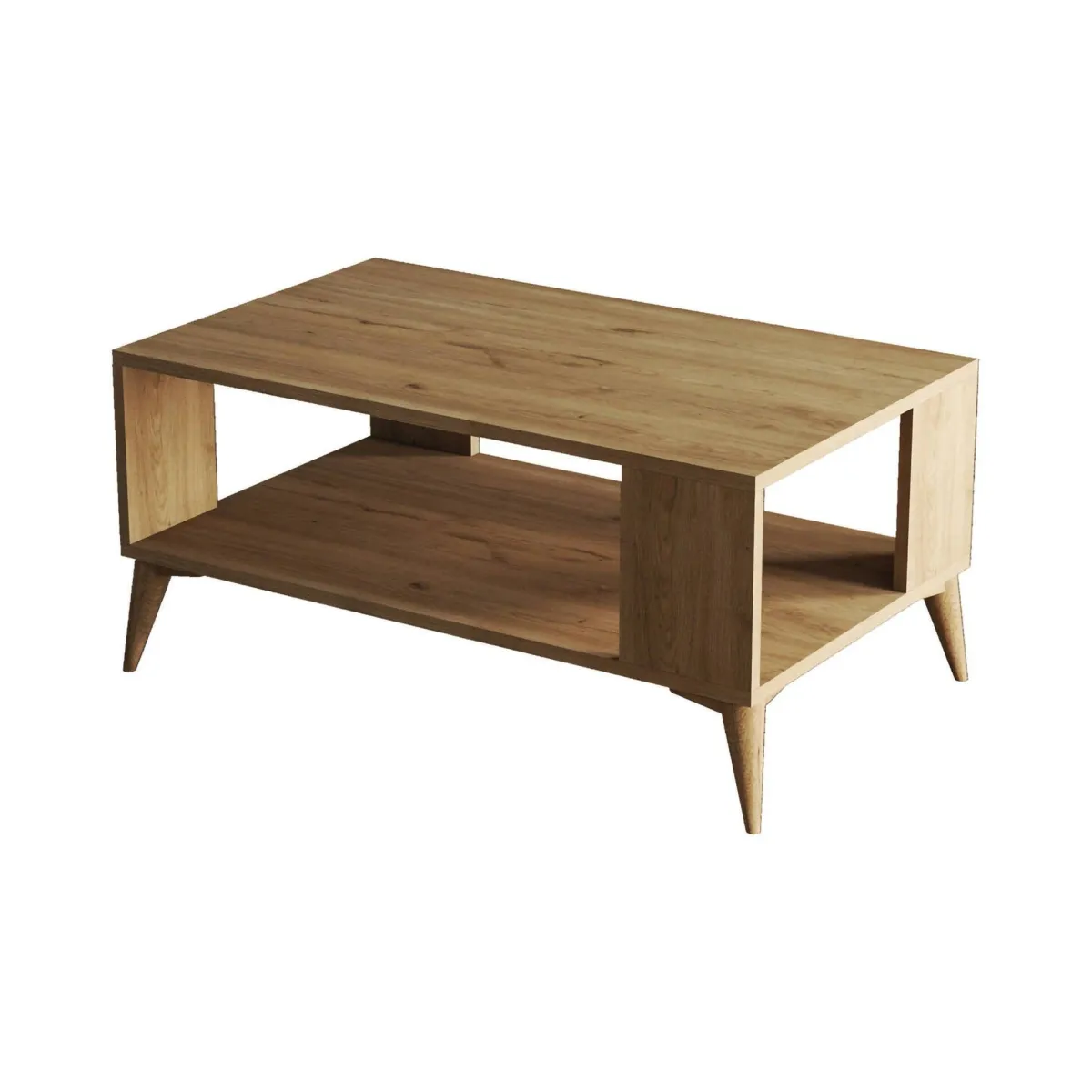 Tavolini Da Salotto > Dmora Tavolino salotto rettangolare quercia 90x41x54h cm - Lozio Marrone Quercia