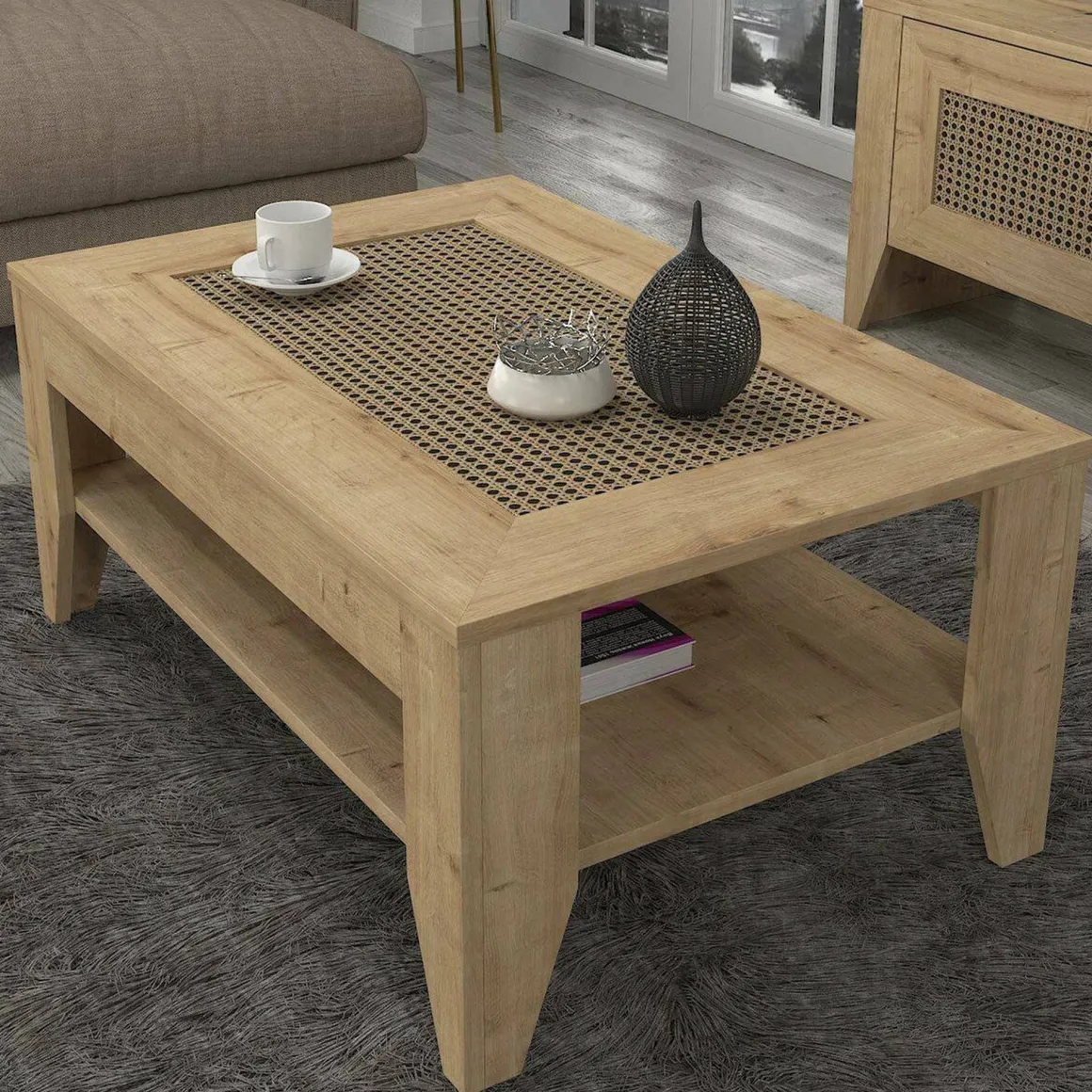 Tavolino salotto rettangolare quercia 90x60x40h cm - Numana