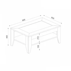 Tavolino salotto rettangolare quercia 90x60x40h cm - Numana
