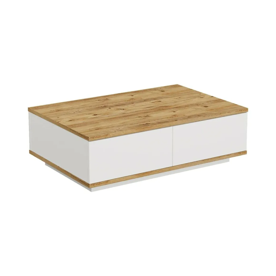 Tavolino salotto rettangolare quercia e bianco 90x60x28h cm - Babila