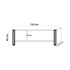Tavolino salotto rettangolare quercia e nero 110x70x40h cm - Gioacchina