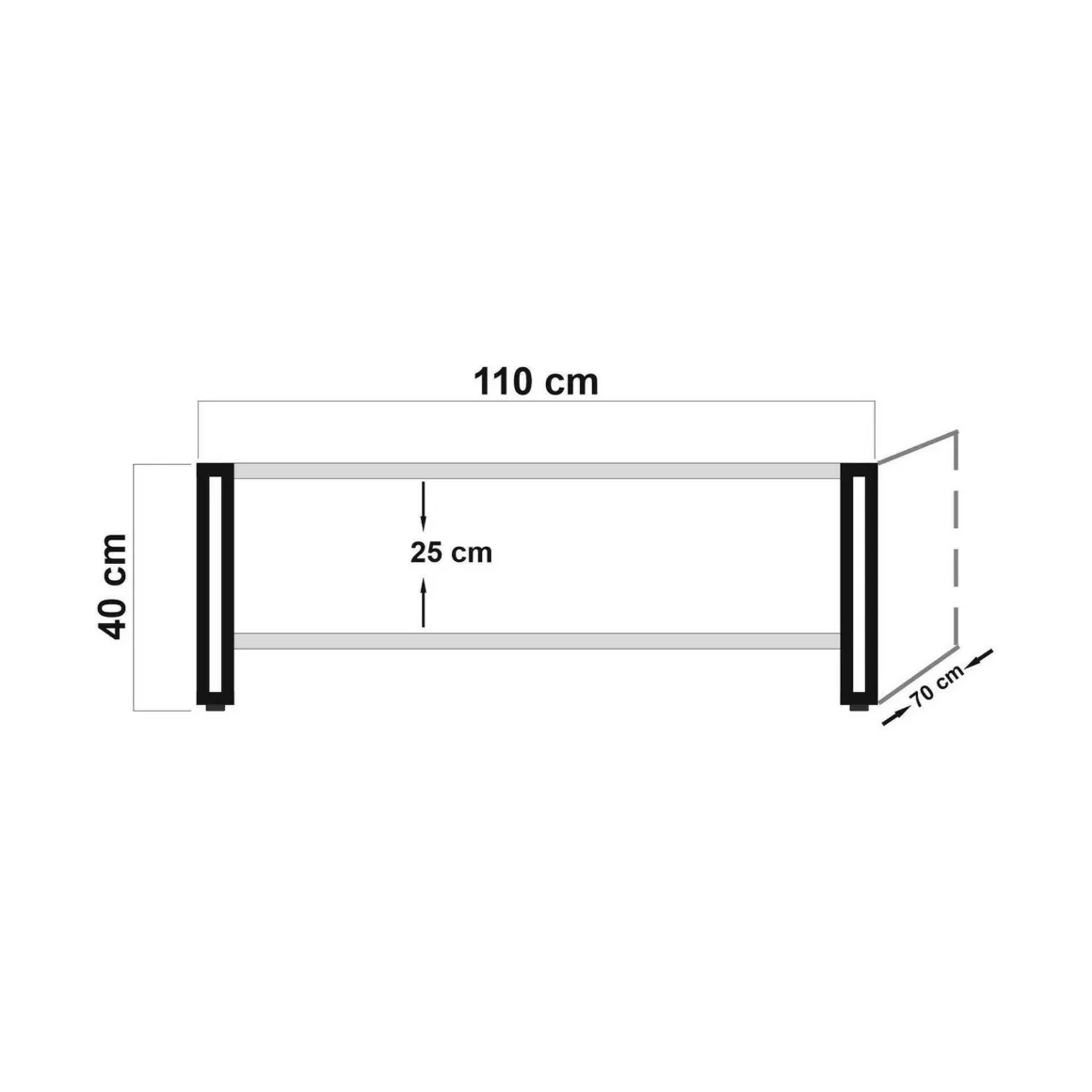 Tavolino salotto rettangolare quercia e nero 110x70x40h cm - Gioacchina