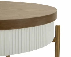Tavolino salotto rotondo bianco e marrone 54x54x61h cm - Yakoi