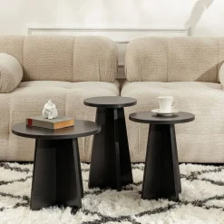 Tavolini Da Salotto > Dmora Tavolino salotto rotondo 43x43x48h cm - Amren Nero