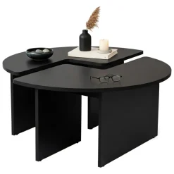 Tavolino salotto rotondo nero 90x90x41h cm - Tairn