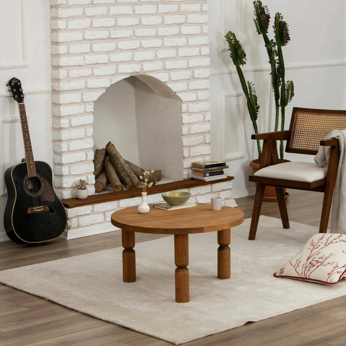 Tavolini Da Salotto > Dmora Tavolino salotto rotondo quercia 70x70x43h cm - Oniferi Marrone Quercia