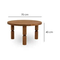 Tavolini Da Salotto > Dmora Tavolino salotto rotondo quercia 70x70x43h cm - Oniferi Marrone Quercia