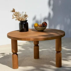 Tavolini Da Salotto > Dmora Tavolino salotto rotondo quercia 70x70x43h cm - Oniferi Marrone Quercia