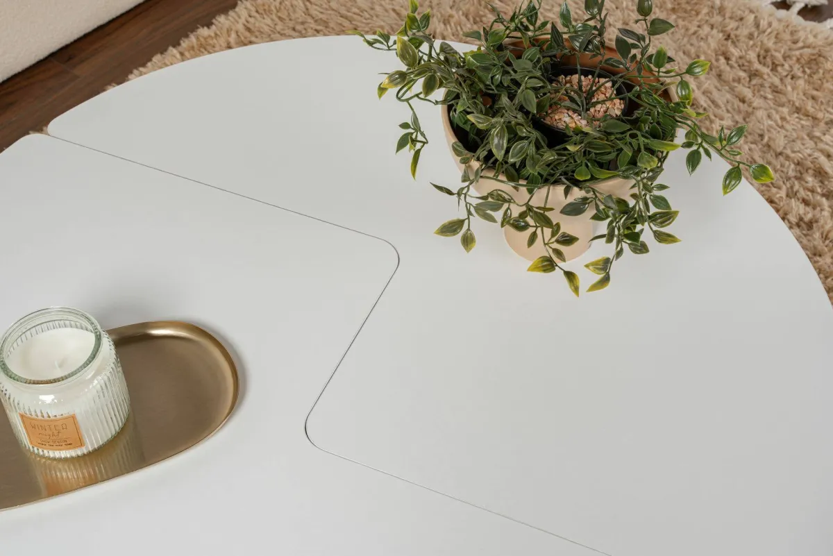 Tavolini Da Salotto > Dmora Tavolino soggiorno circolare 90x90x41h cm - Tairn Bianco