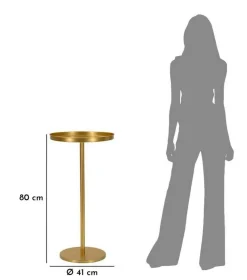 Tavolini Da Salotto > Dmora Tavolino soggiorno circolare oro 50x40x60h cm vetro fumé - Yoko Oro Oro