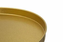 Tavolini Da Salotto > Dmora Tavolino soggiorno circolare oro 50x40x60h cm vetro fumé - Yoko Oro Oro