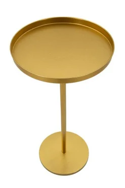 Tavolini Da Salotto > Dmora Tavolino soggiorno circolare oro 50x40x60h cm vetro fumé - Yoko Oro Oro