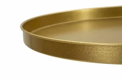 Tavolini Da Salotto > Dmora Tavolino soggiorno circolare oro 50x40x60h cm vetro fumé - Yoko Oro Oro