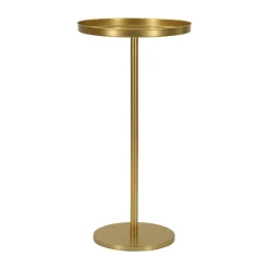 Tavolini Da Salotto > Dmora Tavolino soggiorno circolare oro 50x40x60h cm vetro fumé - Yoko Oro Oro
