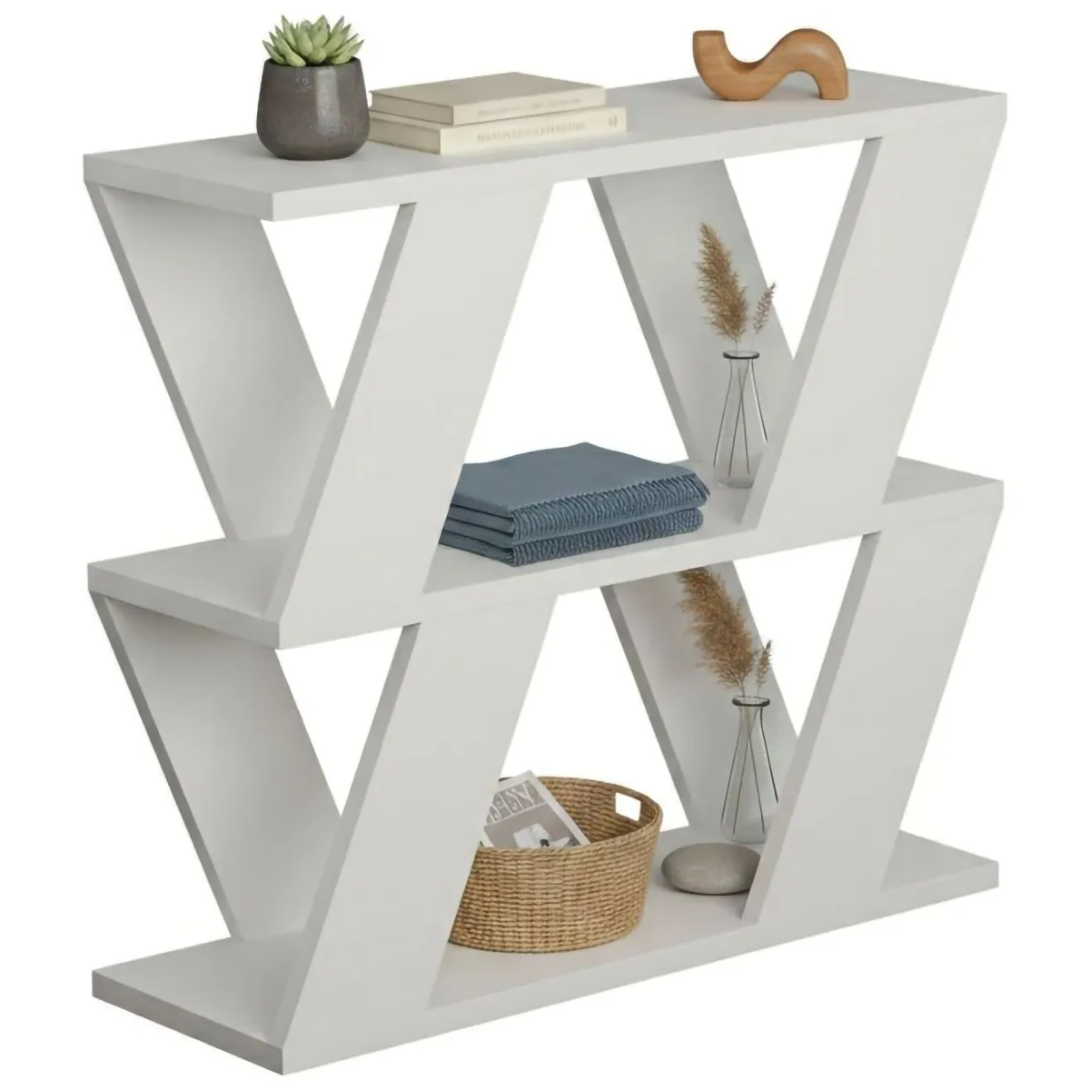 Tavolini Da Salotto|Salotto > Dmora Tavolino soggiorno geometrico 60x22x57h cm - Beniamina Bianco