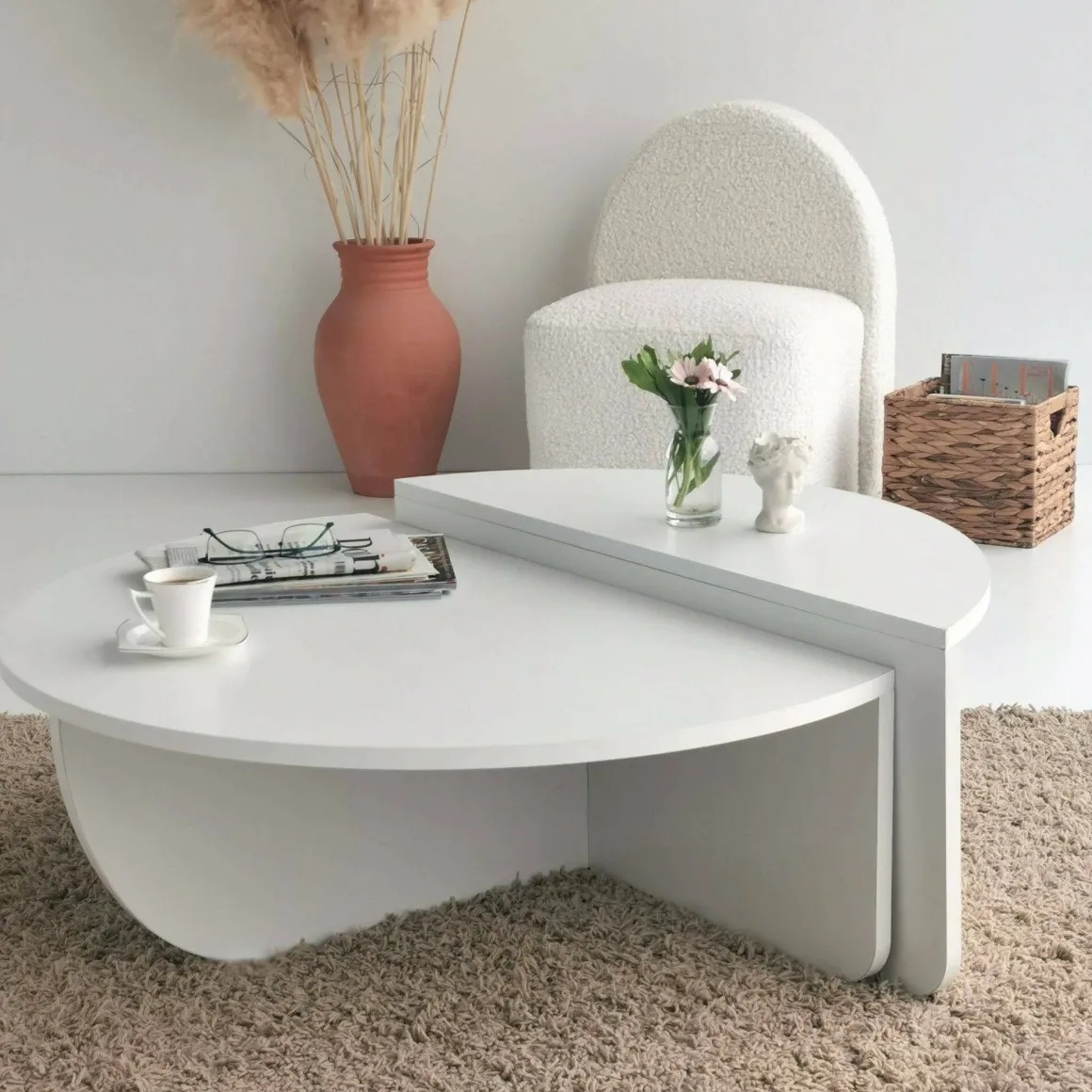Tavolini Da Salotto|Salotto > Dmora Tavolino soggiorno irregolare noce scuro 90x90x35h cm - Azim Marrone Noce Scuro