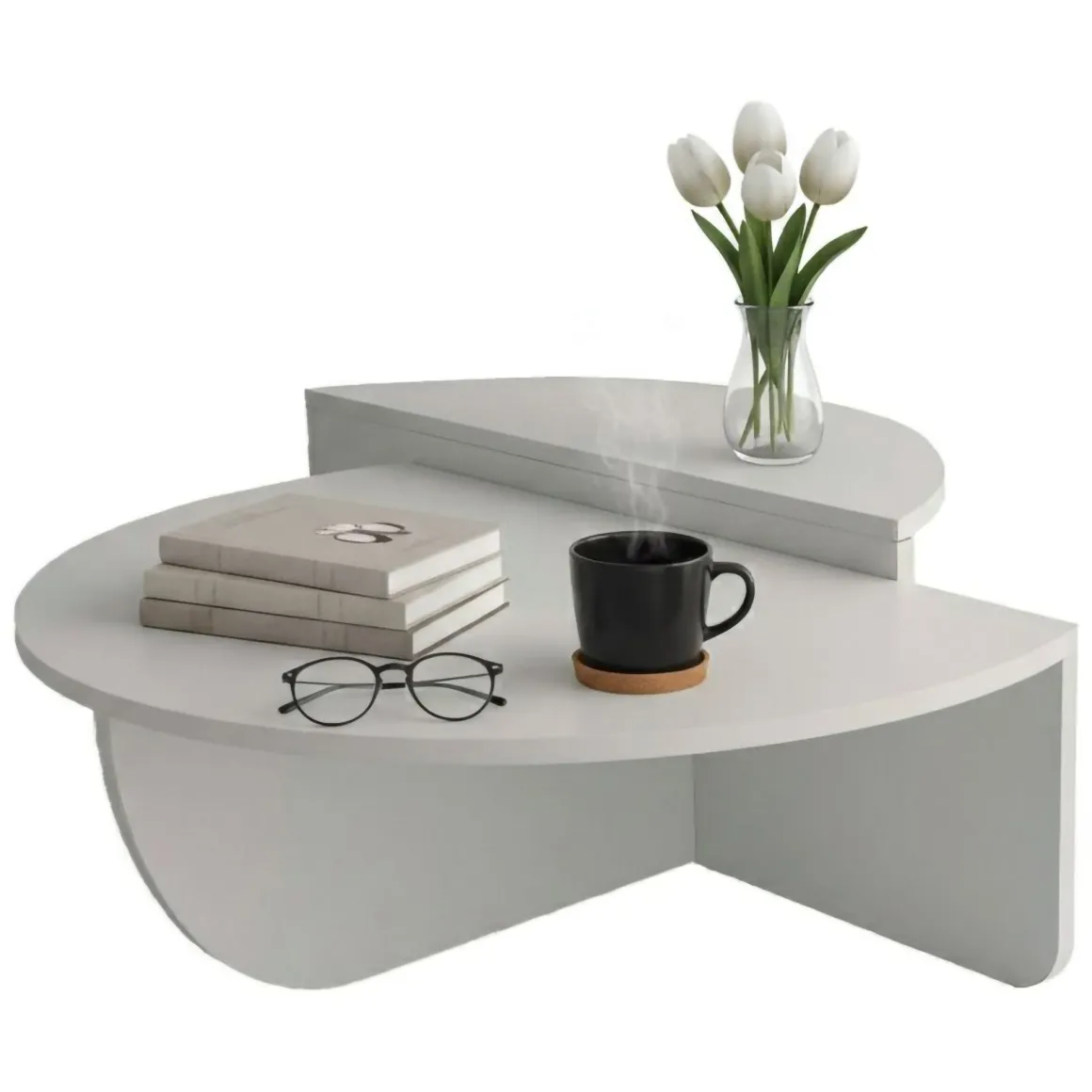 Tavolini Da Salotto|Salotto > Dmora Tavolino soggiorno irregolare noce scuro 90x90x35h cm - Azim Marrone Noce Scuro