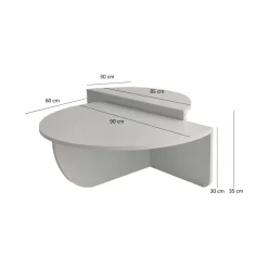 Tavolini Da Salotto|Salotto > Dmora Tavolino soggiorno irregolare noce scuro 90x90x35h cm - Azim Marrone Noce Scuro