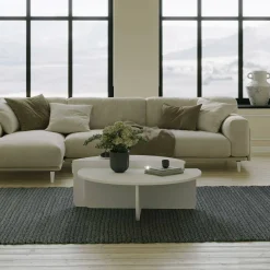 Tavolini Da Salotto|Salotto > Dmora Tavolino soggiorno irregolare noce scuro 90x90x35h cm - Azim Marrone Noce Scuro