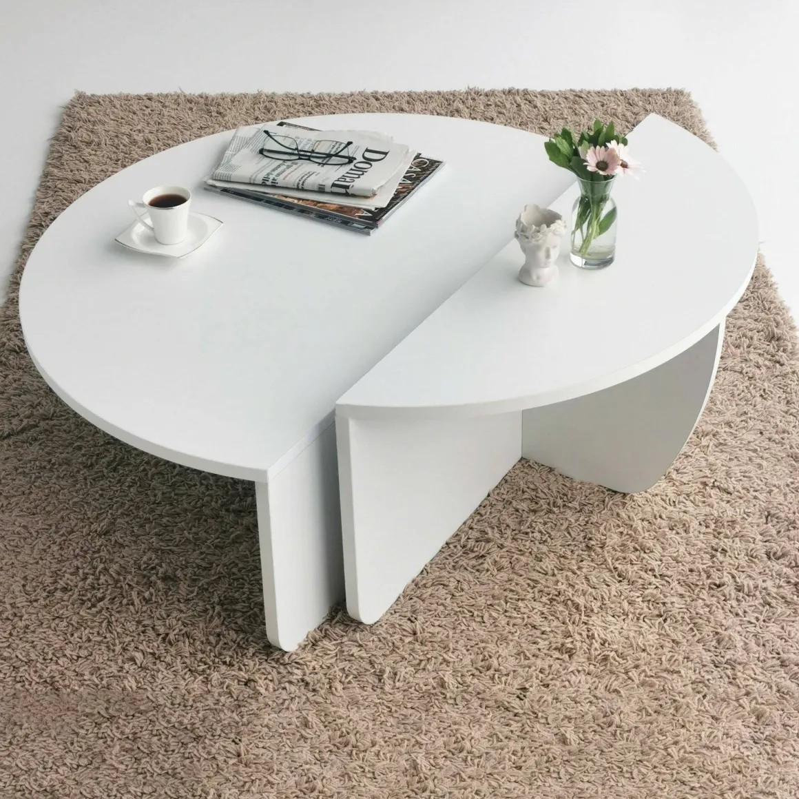 Tavolini Da Salotto|Salotto > Dmora Tavolino soggiorno irregolare noce scuro 90x90x35h cm - Azim Marrone Noce Scuro