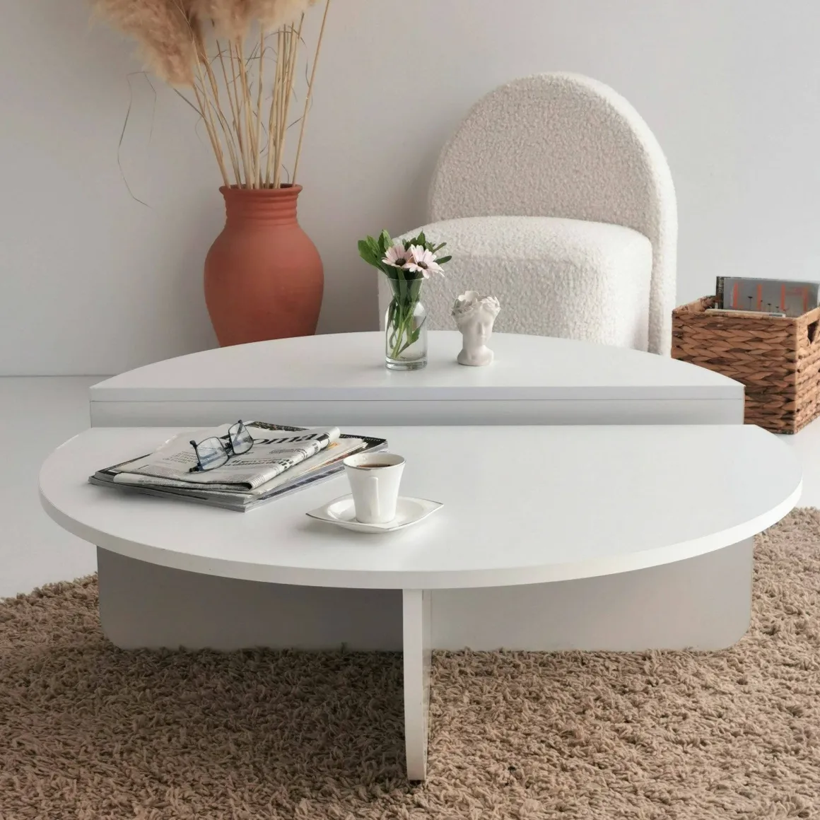 Tavolini Da Salotto|Salotto > Dmora Tavolino soggiorno irregolare noce scuro 90x90x35h cm - Azim Marrone Noce Scuro